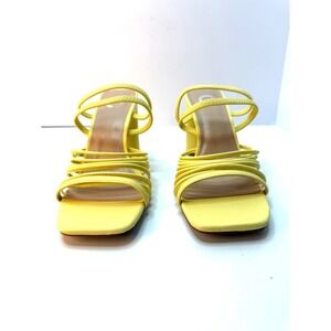 Journee Collection Women's Hera Strappy Block Heel Sandals Yellow Size 8.5M NWT